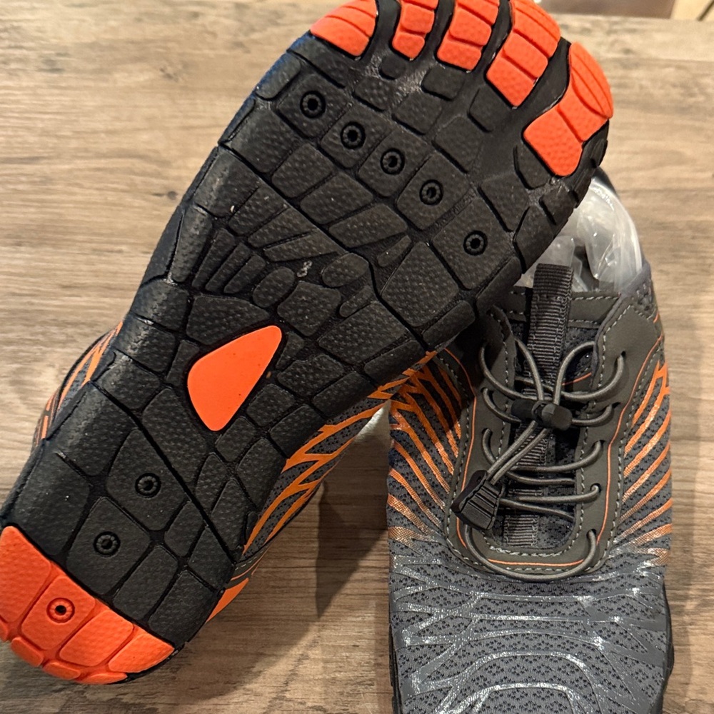 Gray and Orange Athletic Shoes